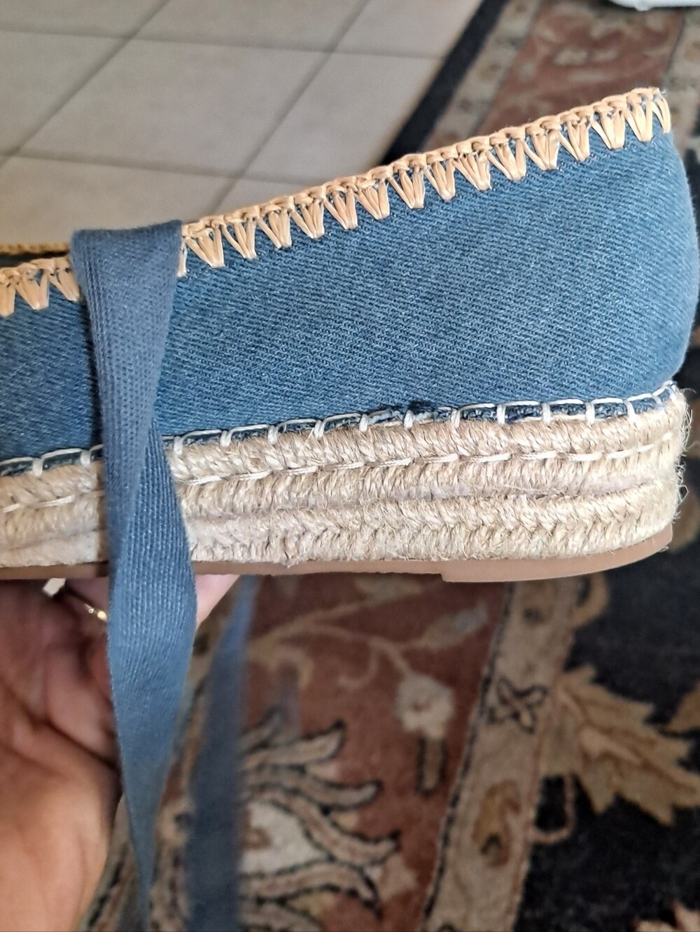 Dolce Vita Denim Blue Espadrille Ankle-Tie Shoes - Picture 9 of 10
